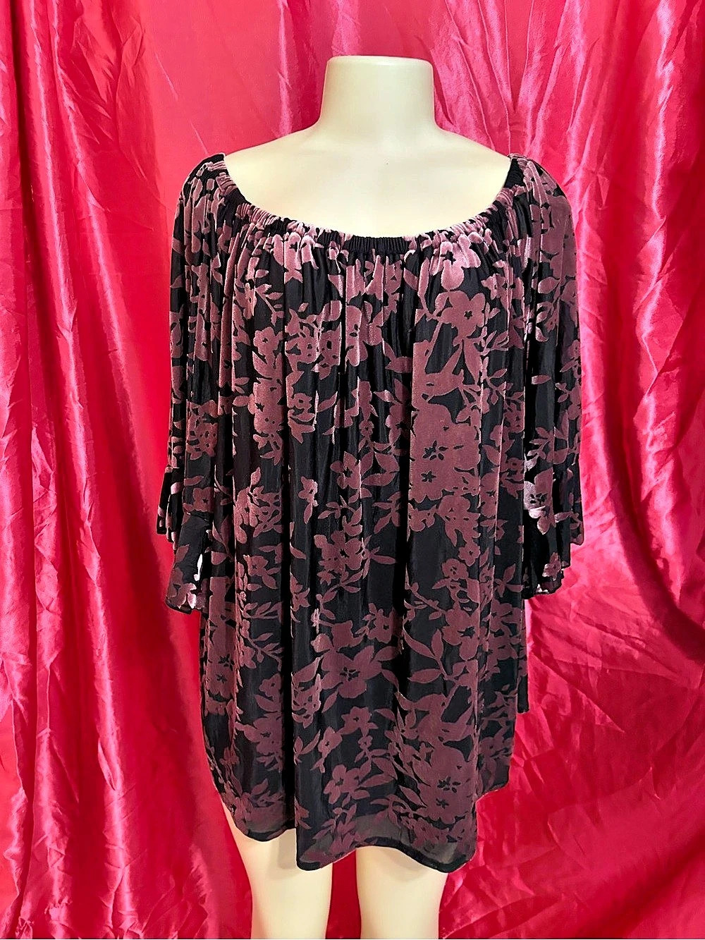 Always Indigo Floral Tunic in Black & Pink Size 2X NWT